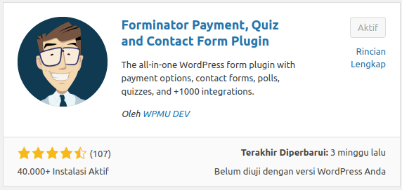Pasang dan Aktifkan Plugin Forminator