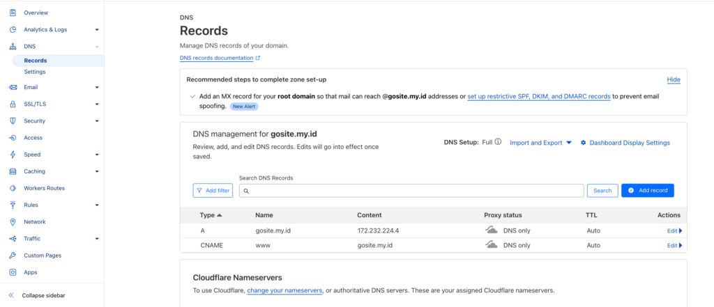 DNS Record CloudFlare