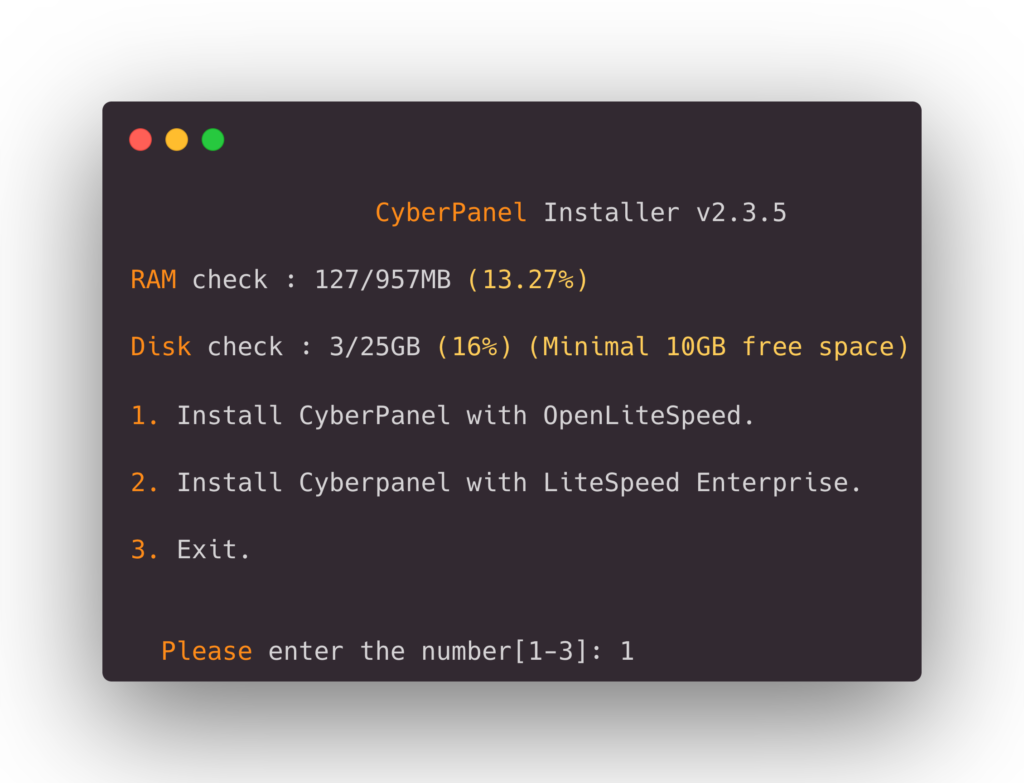 Install Cyberpanel with OpenLiteSpeed