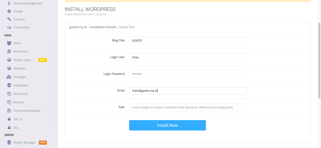 Install WordPress CyberPanel