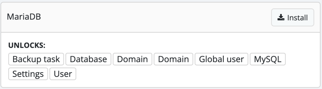 Install MariaDB di TinyCP